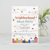 Herbst-Viertel-Blockparty Einladung (Stehend Vorderseite)