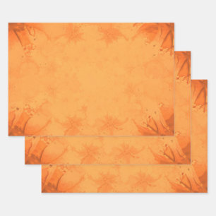 Herbst Viktorianisch-braunes Orangenmuster Geschenkpapier Set