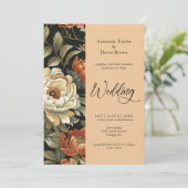 Herbst Vintag Clay Floral Hochzeit Einladung (Stehend Vorderseite)