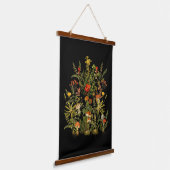 Herbst Vintage botanische Wildblumen Pilze Wandteppich Mit Holzrahmen (Gewinkelt)