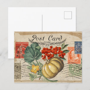 HERBST-VINTAGE-COLLAGE-POSTKARTE POSTKARTE