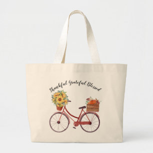 Herbst. Vintage-Fahrrad mit Kürbissen und Sonnenbl Jumbo Stoffbeutel