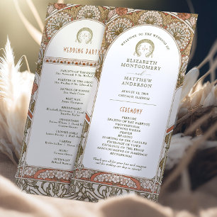 Herbst Vintage Rost Hochzeit Programm Art Nouveau