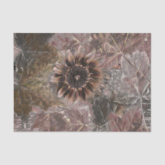 Herbst Vintage Sonnenblumen Braun-Ahorn-Blätter Seidenpapier (Vorderseite)