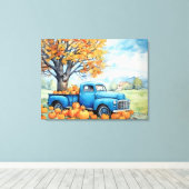Herbst Vintager Lieferwagen und Pumpkins 32x24 Leinwanddruck (Insitu (Holzboden))