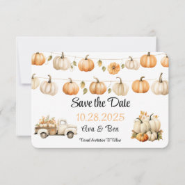 Herbst Vintager LKW mit Pumpkins Hochzeit Save The Date