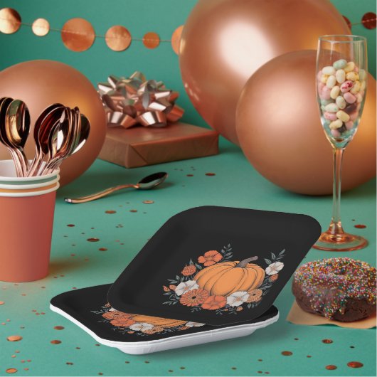 Herbst Vintager Pumpkin Herbst Erntedank Pappteller (Multi)