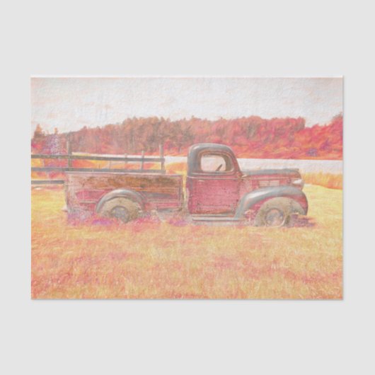 Herbst Vintager Retro-Rustikaler Truck Seidenpapier (Vorderseite)