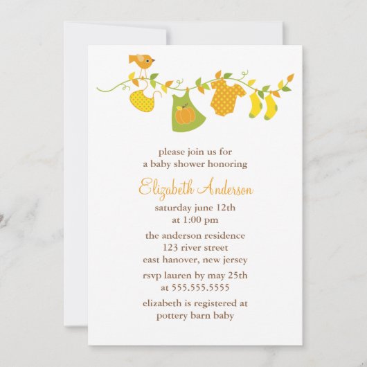 Herbst Vögel Herbstgemälde Girl Babydusche Einladung (Vorderseite)