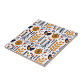 Herbst-Vogel-Volkskunst-Muster Fliese (Seite)