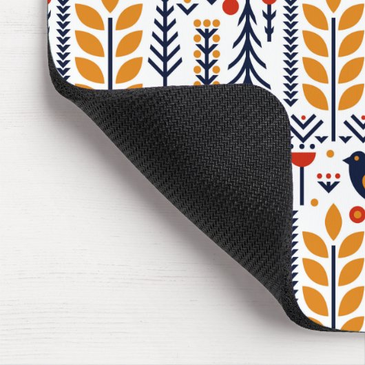 Herbst-Vogel-Volkskunst-Muster Mousepad (Ecke)