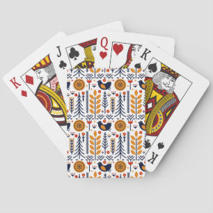 Herbst-Vogel-Volkskunst-Muster Spielkarten