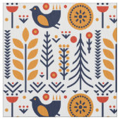 Herbst-Vogel-Volkskunst-Muster Stoff (Nahaufnahme)