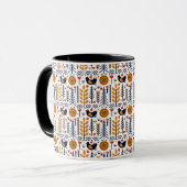 Herbst-Vogel-Volkskunst-Muster Tasse (Vorderseite Links)