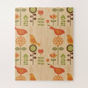 Herbst-Vogel-Volkskunst Puzzle