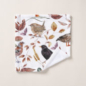 Herbst-Vogelmuster Badhandtuch Set (Waschlappen)