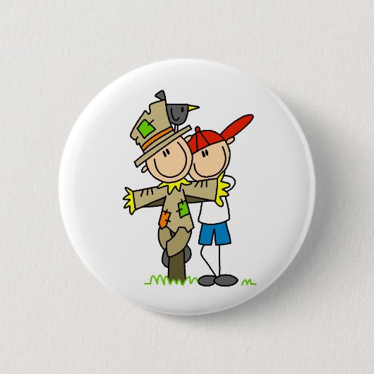 Herbst Vogelscheuche Button (Vorderseite)