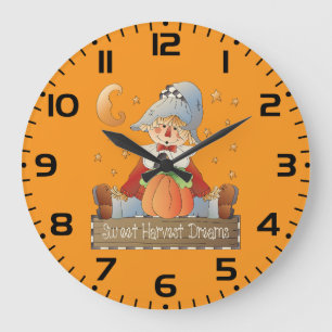 Herbst-Vogelscheuche Süße Ernte-Träume Große Wanduhr