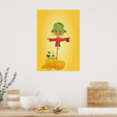 Herbst-Vogelscheuche und Kürbisse Herbsternte Poster (Küche)