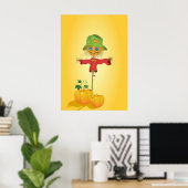 Herbst-Vogelscheuche und Kürbisse Herbsternte Poster (Heimbüro)