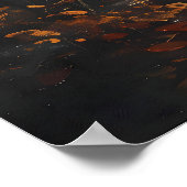 Herbst-Vollmond-Dunkelwald-Kunst, Dunkle Cotta Poster (Ecke)
