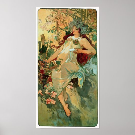 Herbst von Alphonse Mucha ~ Art Nouveau Poster (Vorne)