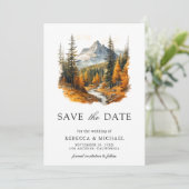 Herbst Wald Berg Foto QR-Code Hochzeit Save The Date (Stehend Vorderseite)