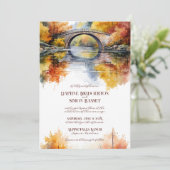 Herbst-Wald-Brücke Hochzeit Einladung (Stehend Vorderseite)