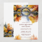 Herbst-Wald-Brücke Hochzeit Einladung (Vorne/Hinten)