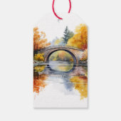 Herbst-Wald-Brücke Hochzeit Geschenkanhänger (Rückseite)