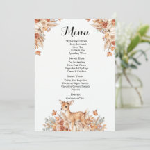 Herbst-Wald-Reh-Kürbis-Baby-Shower-Menükarte