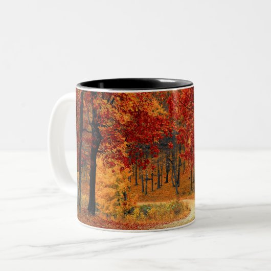 Herbst-Wald Zweifarbige Tasse (Vorderseite Links)
