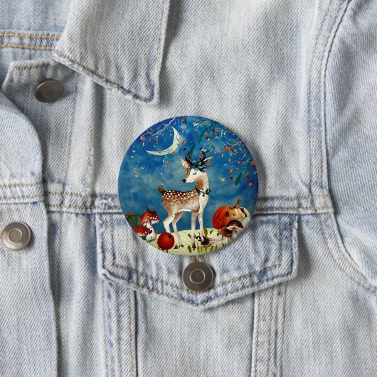 Herbst-Waldfreund-Rotwild-Waldillustration Button (Beispiel)