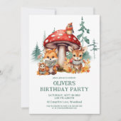 Herbst Waldtiere 1. Geburtstag Einladung (Vorderseite)