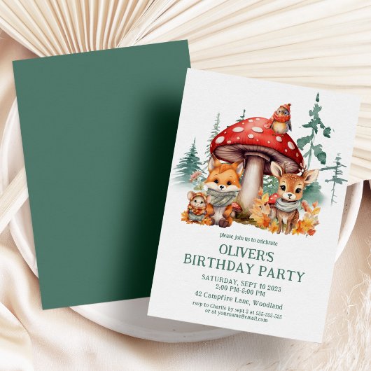 Herbst Waldtiere 1. Geburtstag Einladung