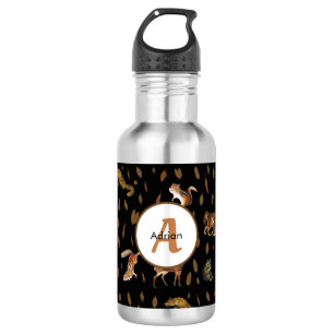 Herbst-Waldtiere Herbstlaub Monogramm Schule Edelstahlflasche