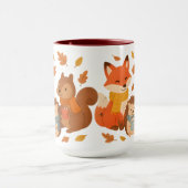 Herbst-Waldtiere Keramikbecher Tasse (Zentrum)