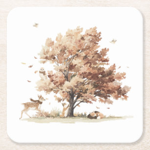 Herbst-Waldtiere Rechteckiger Pappuntersetzer