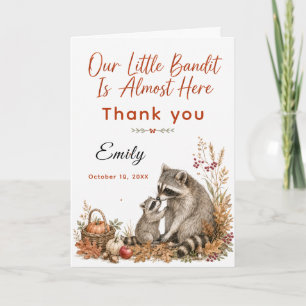 Herbst-Waschbär-Baby-Party Dankeskarte