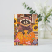 Herbst-Waschbär Postkarte (Stehend Vorderseite)