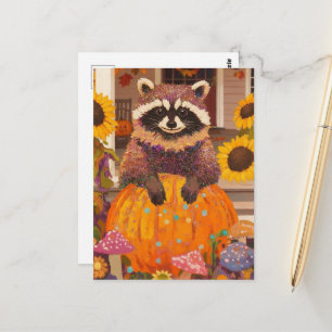 Herbst-Waschbär Postkarte