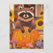 Herbst-Waschbär Postkarte (Vorderseite)