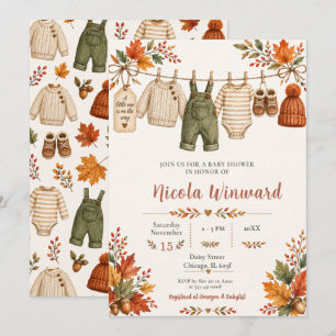 Herbst-Wäscheleine-Baby-Party Einladung