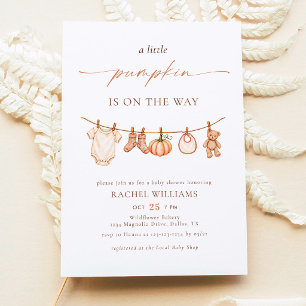 Herbst Wäscheleine Kleiner Kürbis Babyparty Einladung