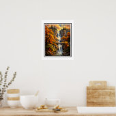 Herbst-Wasserfall-Landschaft Impressionist Poster (Küche)