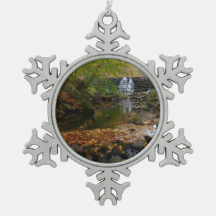 Herbst-Wasserfall und Bach Pennsylvania Natur Schneeflocken Zinn-Ornament