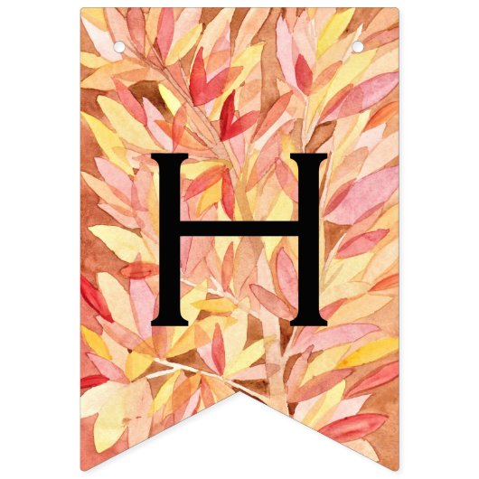 Herbst-Wasserfarbe-Blätter Wimpelkette (Zweite Fahne)