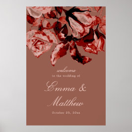 Herbst Wasserfarbe Blumenmaximalismus Hochzeit Wil Poster