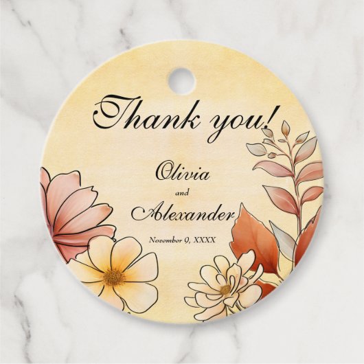 Herbst Wasserfarbe Flora Terracotta Geschenkanhänger (Vorderseite)