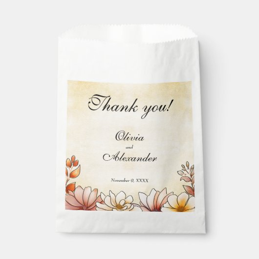 Herbst Wasserfarbe Flora Terracotta Geschenktütchen (Vorderseite)